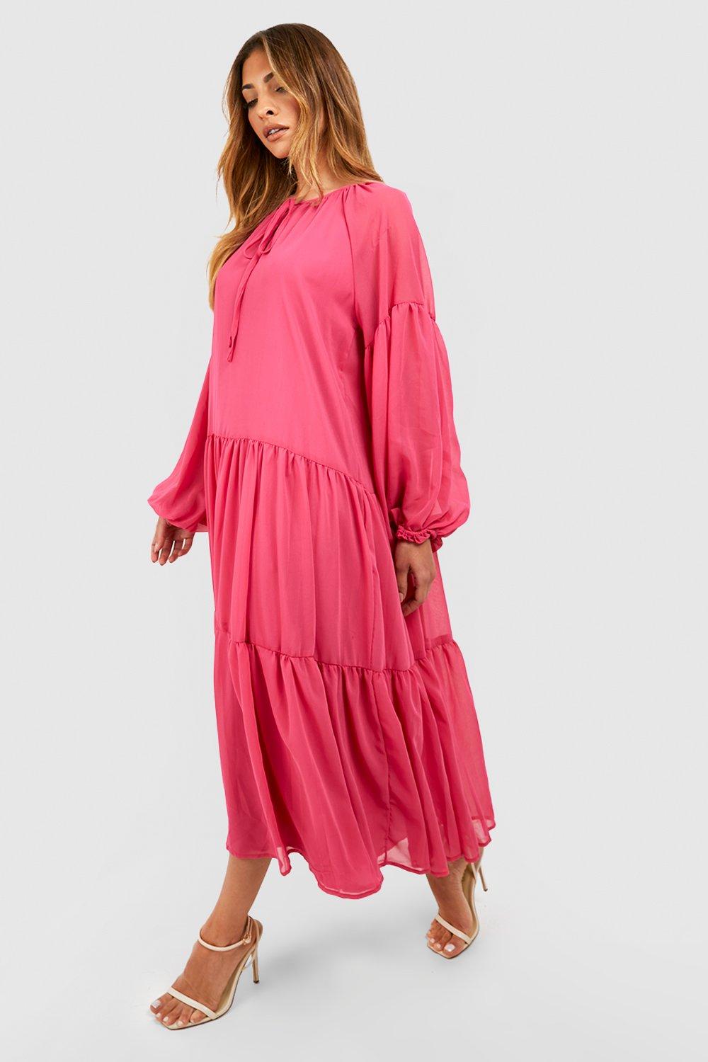 Tiered midi smock dress sale